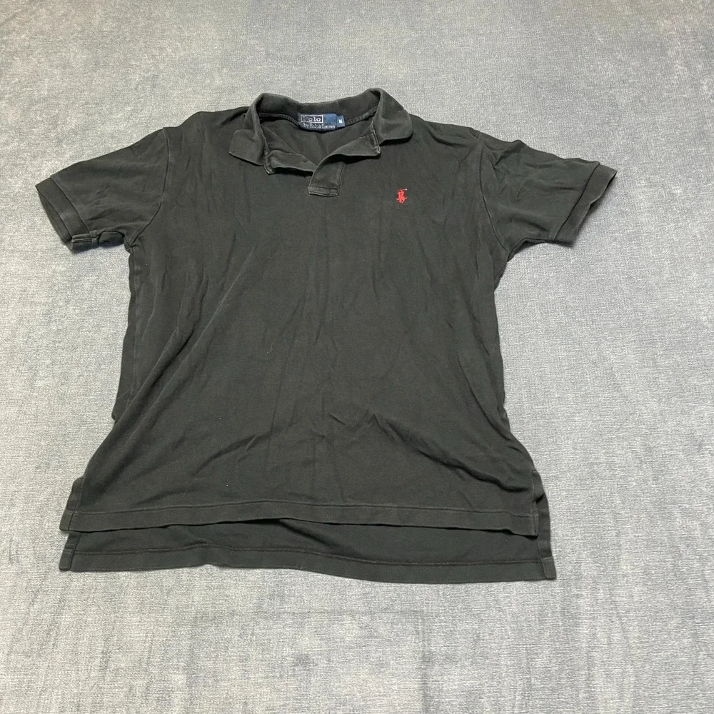 Polo By Ralph Lauren Polo Shirt Mens Medium Black Pony Logo High Low Hem Golf